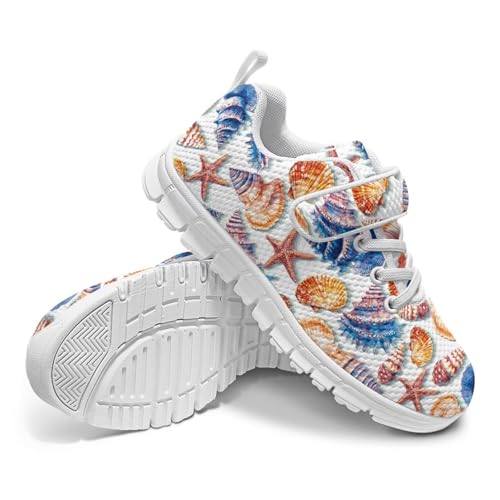 Boys Girls Shoes Anti-Skid Tennis Sneakers Outdoor Casual Kids Shoes Running Shoes Little Kid Starfish Pattern（White Sole）4