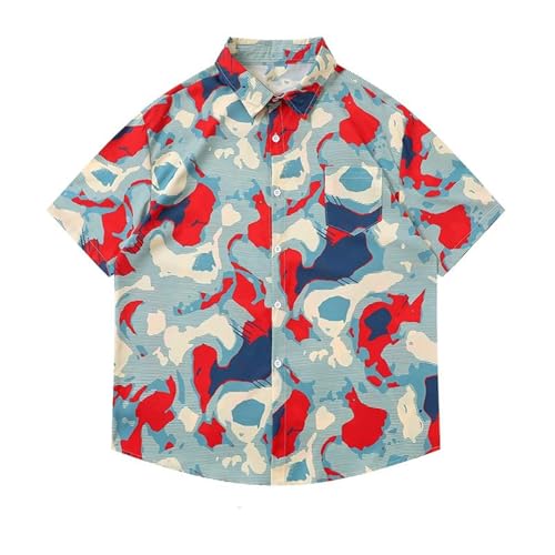 T-Shirt Homme Été Américain Large à Col Chemise Décontracté Noir
