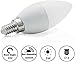 CTKcom 5W E14 Base LED Candelabra Bulbs(4 Pack)- C37 Daylight White 6000K LED Candle Light Bulb,Ceiling Fan Lights,Decorative LED Bulb,550LM,UL-Listed,AC 85-265V