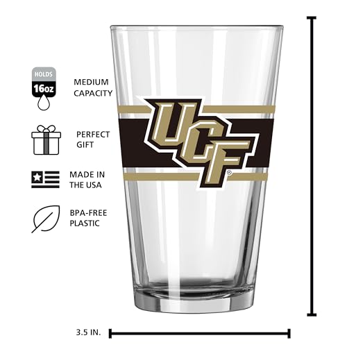 Image of Logo Brands NCAA 16 oz Pint Glass - Durable Glass With Bold Team Color- Chip-Resistant Rim Drinkware For Fans, Tailgates, Home Bars & Everyday Use