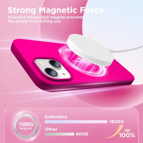 Image of GolbinBox Magnetic for iPhone 13 /14 Case, Silicone Cover, Neon Pink