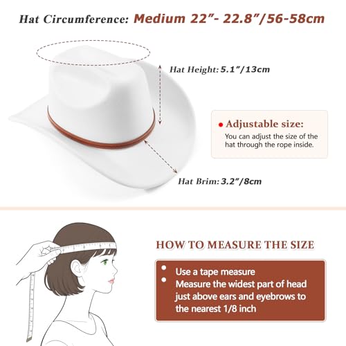 Image of DRESHOW Cowboy Hat for Women and Men Wide Brim Western Cowboy Cowgirl Hat with Belt Buckle Unisex Rolled up Caps