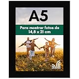 Americanflat Marco de fotos A5 de madera compuesta con vidrio inastillable, color negro