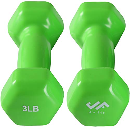 Jfit Vinyl Dumbbell Pair, 3 Lb, Lime #TOP3