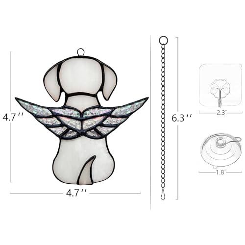 Stained Glass Angel Dog Memorial Gifts for Loss of Dog,Pet Memorial Gifts Suncatcher Ornament for Window Hanging,in Memory of Dog Passing Away Gifts,Pet Sympathy Gifts for Dogs Stained Glass Angel Dog Memorial Gifts for Loss of Dog,Pet Memorial Gifts Suncatcher Ornament for Window Hanging,in Memory of Dog Passing Away Gifts,Pet Sympathy Gifts for Dogs