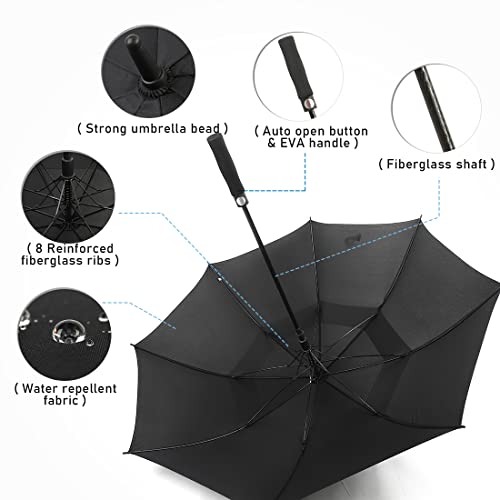 Llanxiry Umbrella Large Golf Umbrellas For Rain Windproof 54/62/68 Inch Automatic Open Double Canopy Oversized Vented Stick Umbrellas For Men And Women (Black/54In) #TOP2