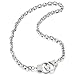 COOLSTEELANDBEYOND Mens Womens Chain Link Handcuff Necklace Silver Color, 26.8 inches Rope Chain, Punk Rock
