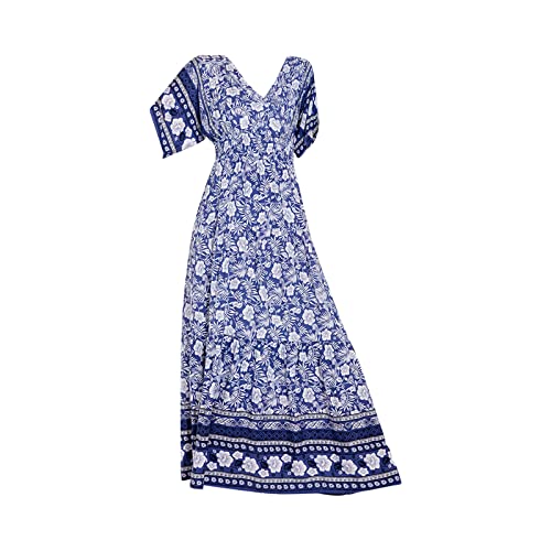 Robe longue bohème femme col v vêtement plage été léger