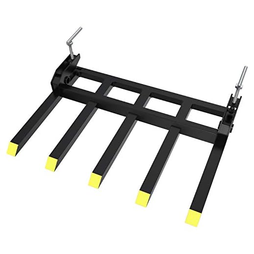 60” 2500lbs Capacity Clamp on Debris Forks to 48" Bucket with Stabilizer Bar for Loader Bucket Skidsteer Tractor