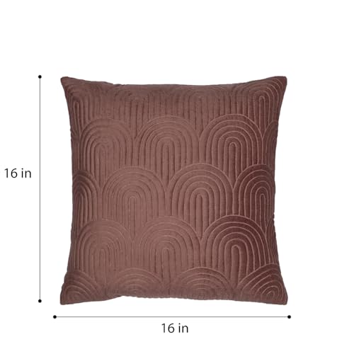 Image of Wakefit Designer Cushion Cover | 16x16 inch | Thread Work on Velvet Fabric | Buds | Machine Washable | Pack of 1 | Pink