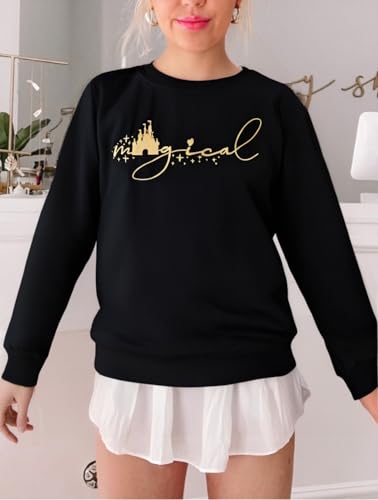 UNIQUENOE Magic Kingdom Sweatshirts for Women Magical Tshirt Family Vacation Tee Castle Graphic Long Sleeve Tops2