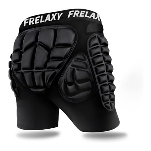 Frelaxy 3D Protective Padded Shorts for Snowboard, Skate and Ski, Snowboard Butt pad, 3D Protection for Tailbone, Hip and Butt (Black, M) Cover