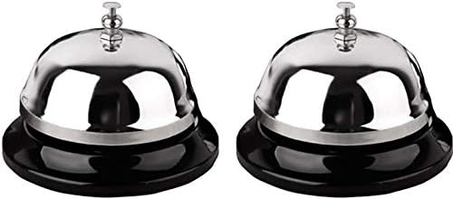 Call Bell 2 Packs 3.35 Inch Diameter with Metal Anti-Rust Construction, Ringing, Durable, Desk Bell Service Bell for Hotels, Schools, Restaurants, Reception Areas, Hospitals, Warehouses(Silver)