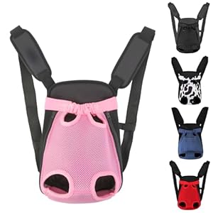 Inspack Dog Backpack Carrier/Cat Carrier, Adjustable Pet Front Carriers Travel Bag for Puppy Medium Dogs, Legs Out, Soft Ventilated Doggie Chest Carry Backpacks for Hiking/Camping, 2.5-4 lbs, Pink