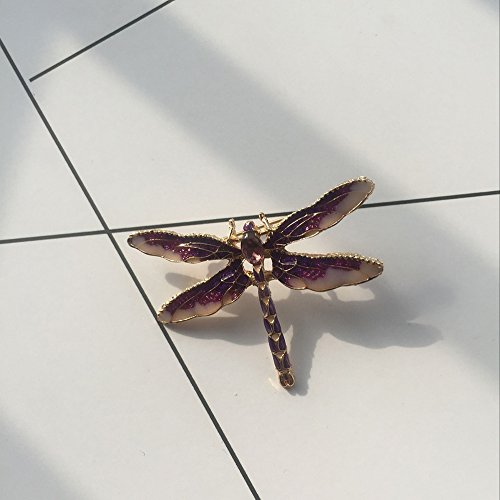 MINGHUA Pretty Enamel Red Blue Dragonfly Brooch Pin Charm Women Men Pin Jewelry (Purple) by MINGHUA - Used condition - Image 6