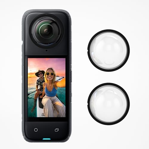 2 unidades de cubiertas protectoras para lente compatibles con Insta360 X4, protectores frontales y traseros para lentes