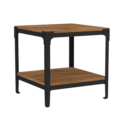 Walker Edison Declan Urban Industrial Angle Iron And Wood Accent Tables, Set Of 2, Barnwood #TOP6