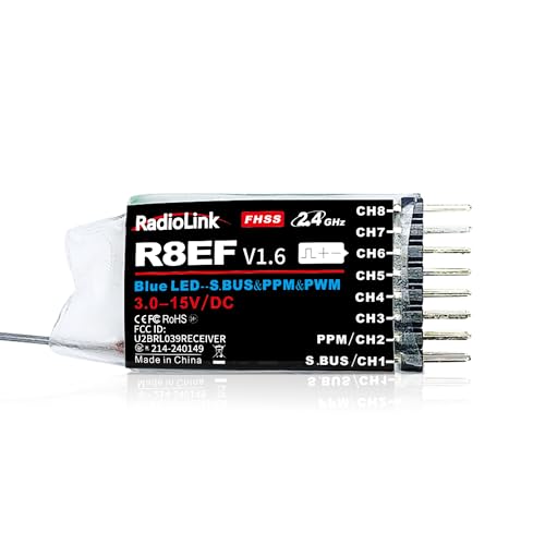 Radiolink R8EF 8 Channels 2.4GHz RC Receiver SBUS/PPM/PWM Long Range Control RX for Airplane Truck Robots Helicopter RC Transmitter T8FB/T8S/T12D/T16D/RC8X/RC4GS V3/RC6GS V3