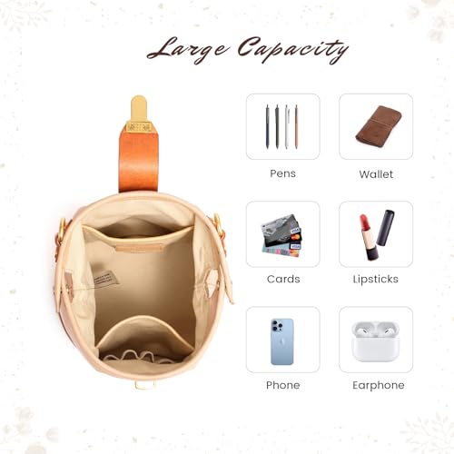 Image of OLD TREND Doctor Bucket Crossbody Handbag | Luxurious and Versatile Bag for Women | Genuine Cowhide Leather