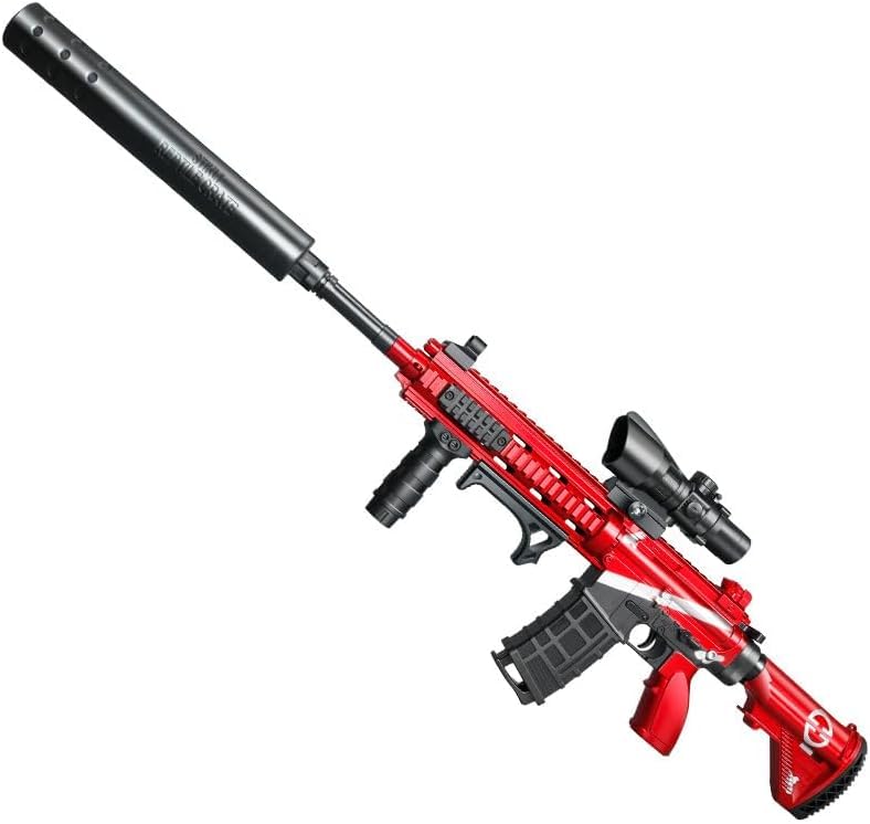 Electric Gel Ball Blaster M416, Automatic Splatter Ball Blaster with Goggles & 20000 Ammo, Soft Bullet Blaster Toy Gun for Outdoor Shooting Team Game for Adults and Kid (Red)