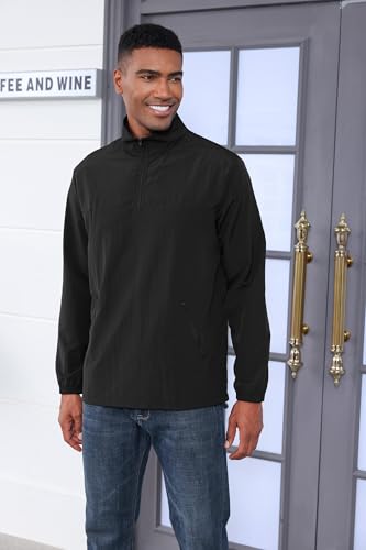 MorwenVeo Men's Casual Quarter Zip Pullover Lightweight Golf Track Jacket Stylish Windbreaker For Outdoors & Travel2