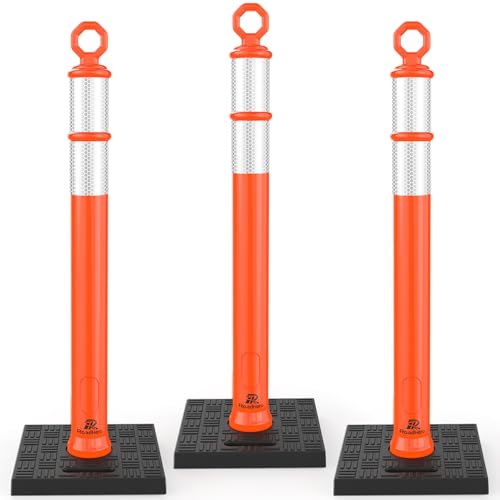 RoadHero 42 Inch Portable Traffic Delineator Posts (3 Pack)