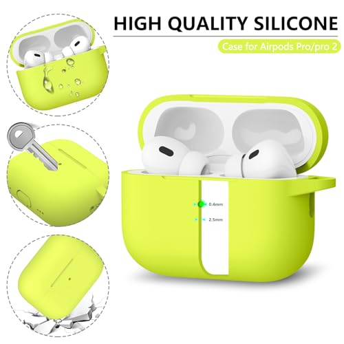 Image of Ljusmicker for AirPods Pro Case Cover with Cleaner Kit,Fluorescent Green | Silicone Protective Cover for Apple AirPods Pro 2nd /1st Generation Case with Keychain for Women Men,Shockproof