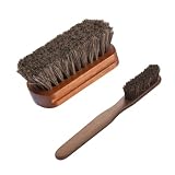 EKUWU Horse Hair Brush for Leather, Soft Bristle Wooden...