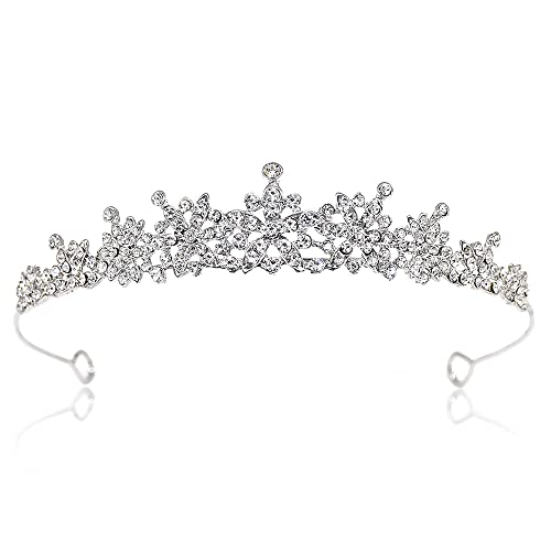 Corona di Cristallo Nuziale, Corona con Strass,Strass Matrimonio Compleanno Diadema,Squisito e Affascinante Corona Di Cristallo,Accessori Per Princess Compleanno Parties Crown(Argento)