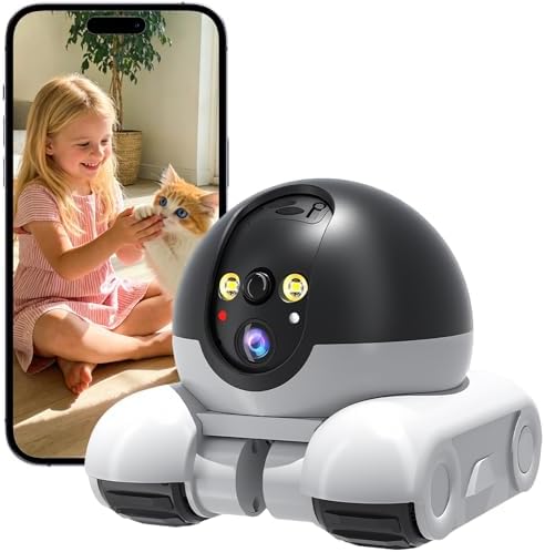 Robot Camera, 1080P Duales Cámara Robot para Mascotas con Audio 2...