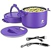 Andmenow Portable Electric Lunch Box, 33 Ounce Food Warmer Cooker,12/24/110V Upgraded Heated Lunch Box for Car/Truck/Office Ideal Men & Women's Gifts,Warming Soup,Meal,Spill-Free,100W (Purple)