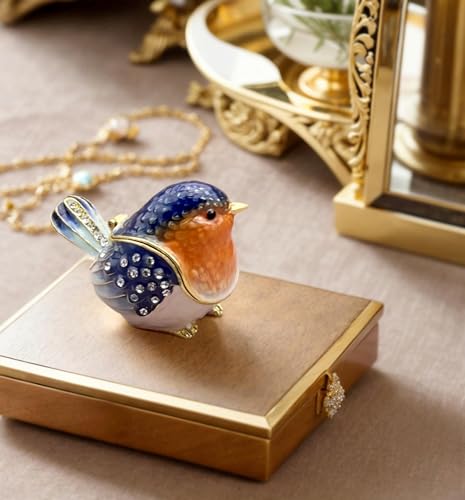 Robin Bird Jewelry Trinket Boxes Hinged Ring Box.Collectible Bird Figurines Home Decor Gifts for Women.Necklace Rings Earrings Organizer. - Image 5