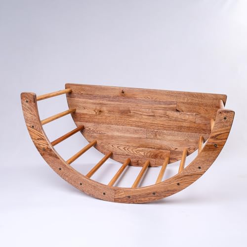 Image of Kids Rocking Bed | Arc Climber | Semi Round Table | Child Safe | Smooth Edges | Multiprpose (Non-Foldable with Mattress, Natural Pine)