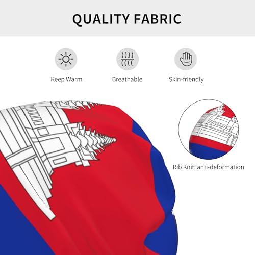 American Flag and Cambodian-Flag Children Hip Hop Knitted Hat Kids Elastic Leisure Knit Cap Warm Sleep Beanies Black3