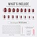 BTArtbox Press On Nails Short - Valentines Red Press on Nails Short Oval Nails Fake Nail with Nail Glue, Fit Perfectly, Reusable Glue On Nails in 16 Sizes, Cardinal