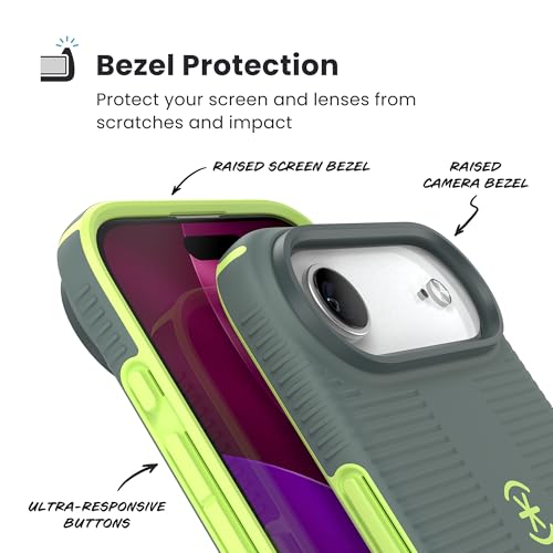 Image of Speck CANDYSHELL Grip +MS Case for iPhone 17 Air - NEO DRAB /Glow Green | Slim Protective Grip | Drop Protection | MagSafe Compatible