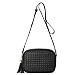 AFKOMST Woven Crossbody Bags for Women Small Summer Purse and Boho Cross Body Handbag with Tassel, Vegen Leather, Black