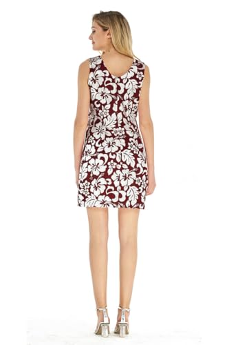 Image of Matchable Couple Hawaiian Luau Men Shirt or Women Tank Dress in Classic Vintage Hibiscus