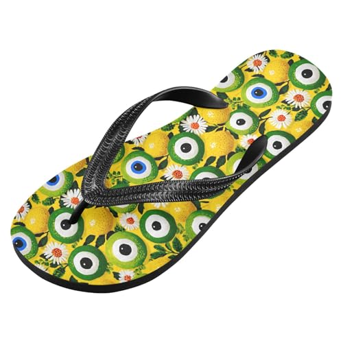 Flip Flop Sandals Eye and Lemon Print for Women Men Beach Outdoor XS2