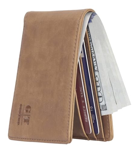Gostwo Slim Rfid Wallet for Men Minimalist Leather ID Window Front Pocket Bifold Wallet Bussiness Card Holder Gift for Men