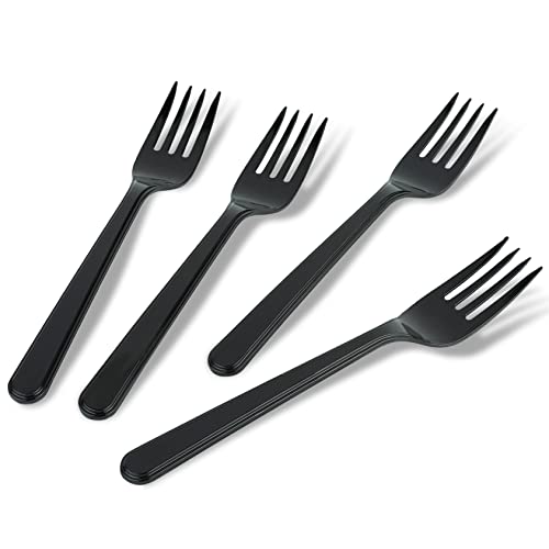 PlasticPro 50 Pack Heavy Weight Plastic Forks Black Disposable Forks Plastic Cutlery Set