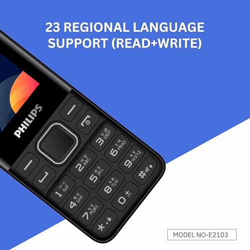 Image of Philips All-New E2103 Sleek & Stylish |Keypad Mobile with 1.77 inch Screen|1000 MAH Battery | 2030mm Speaker| Wireless FM | Bright Torch|Black