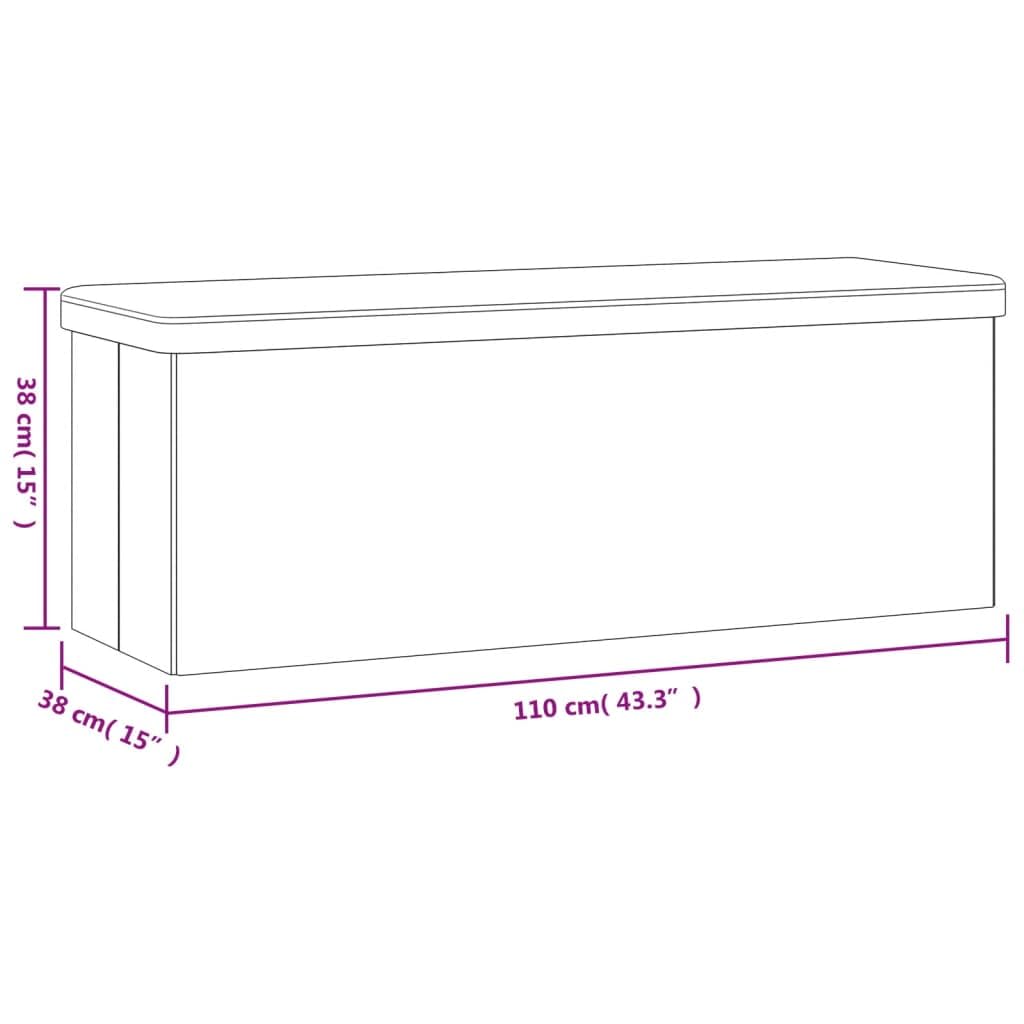 Sitzbank mit Stauraum Faltbar Schwarz PVC Holzwerkstoff 110x38x38 cm Gepolsterte Flurbank für Wohnzimmer Schlafzimmer Flur Komfortable Aufbewahrungsbank mit Abnehmbarer Sitzfläche