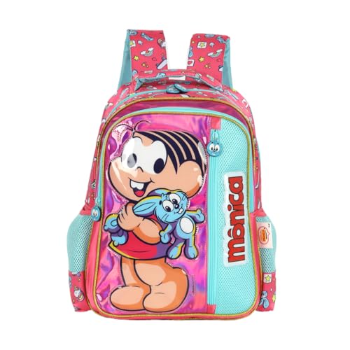 Mochila Infantil Turma Da Mônica Pink E Magali Azul Escolar Luxcel (Pink)
