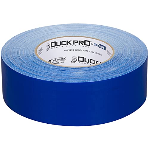 Image of Duck Pro by Shurtape Professional Grade, Industrial Colored Cloth Duct Tape for Industrial Color-Coding, HVAC and Automotive, 48mm x 60yd, 10.0 mil, Blue, 1 Roll (105480)