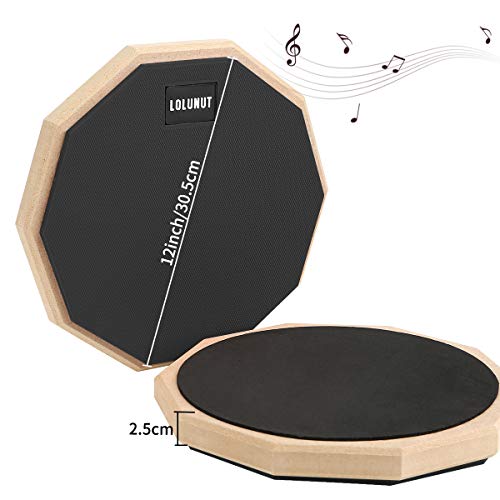 Lolunut 12 Inch Silent Drum Pad,Dumb Drum Beginner Rubber Practice Pad,With 5A Drum Sticks & Storage Bag(Black) #TOP2