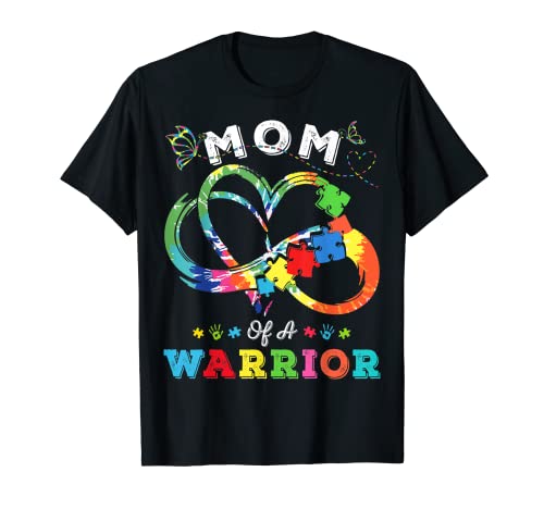 Mom Of A Warrior Autism Awareness Love Puzzle Tie Dye Funny Camiseta