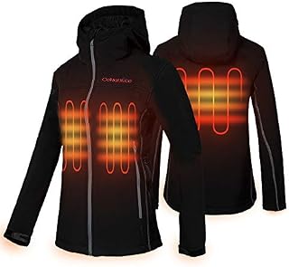 CONQUECO Women's Heated Jacket Slim Fit Electric Hoodie Jacket in Winter (Black, M)