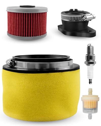 Oil Filter Tune Up Kit Fit for Honda ATC250ES Big Red 250 1985 Replace 17254-HA0-000 F7T-197 16211-HA0-000, with Intake Manifold Cover Spark Plug Hose Clamp