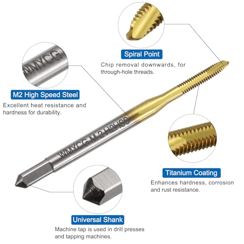 sourcing map Metric Tap & Drill Bit Set, 2pcs M2 x 0.4 Spiral Point Thread Taps Titanium Coated and 2pcs 1.6mm Twist Drill Bits Roasted Yellow, Screw Tapping Threading Tools 3 sourcing map Metric Tap & Drill Bit Set, 2pcs M2 x 0.4 Spiral Point Thread Taps Titanium Coated and 2pcs 1.6mm Twist Drill Bits Roasted Yellow, Screw Tapping Threading Tools - Image 3